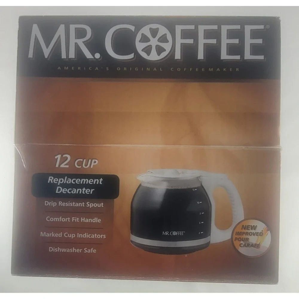 Mr. Coffee 12 Cup Glass Replacement Decanter PLD13 White Lid And Handle‎